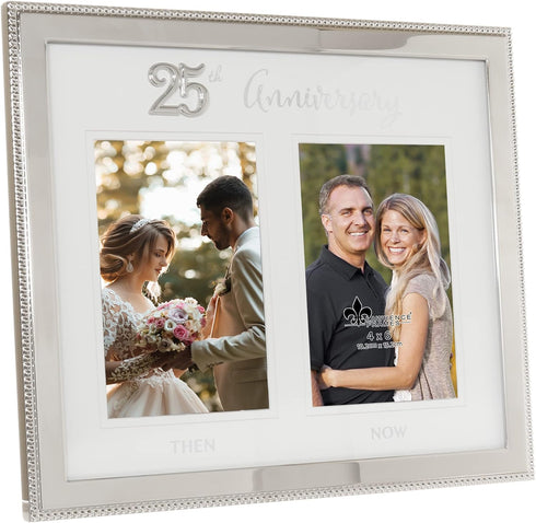 Lawrence Frames 4x6 Silver Beaded double Picture Frame